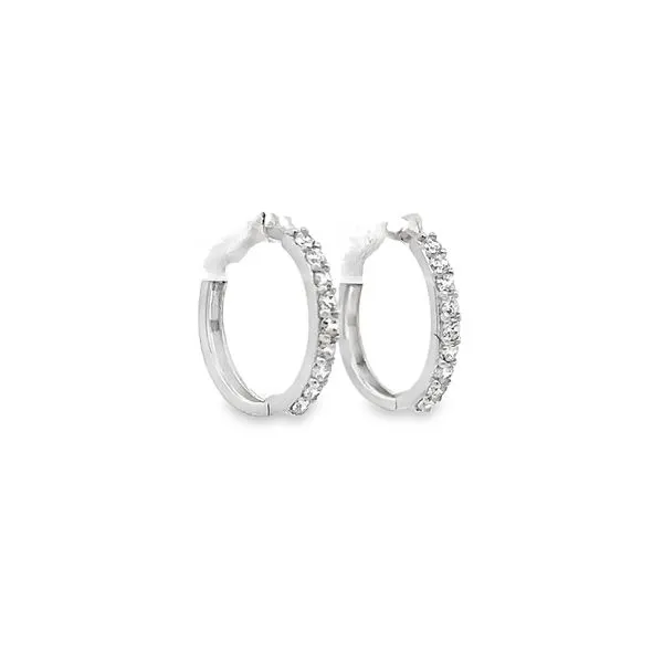 14K White Gold CZ Huggie Children's Earrings Image 2 Arezzo Jewelers Elmwood Park, IL