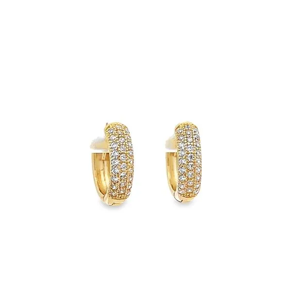 14K Yellow Gold Pave Huggie Children's Earrings Image 2 Arezzo Jewelers Elmwood Park, IL