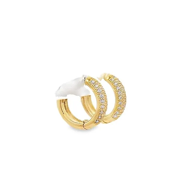 14K Yellow Gold Pave Huggie Children's Earrings Image 3 Arezzo Jewelers Elmwood Park, IL
