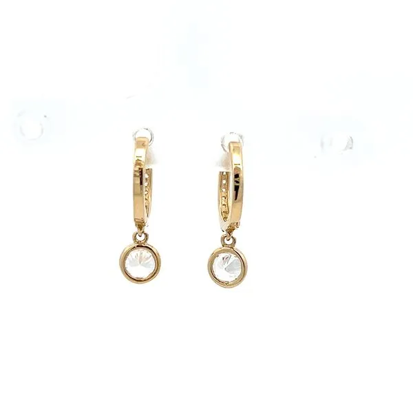 14K Yellow Gold Dangle CZ Huggie Children's Earrings Image 3 Arezzo Jewelers Elmwood Park, IL