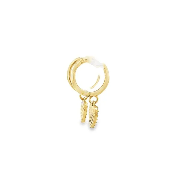 14K Yellow Gold Children's Dangle Heart Huggie Earrings Image 2 Arezzo Jewelers Elmwood Park, IL