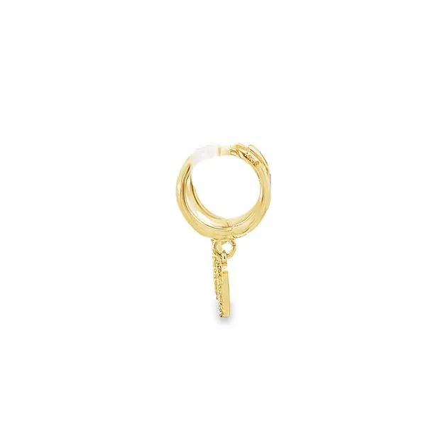 14K Yellow Gold Children's Dangle Heart Huggie Earrings Image 4 Arezzo Jewelers Elmwood Park, IL