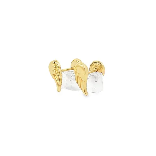 14K Yellow Gold Mini Angel Wing Children's Stud Earrings Image 2 Arezzo Jewelers Elmwood Park, IL