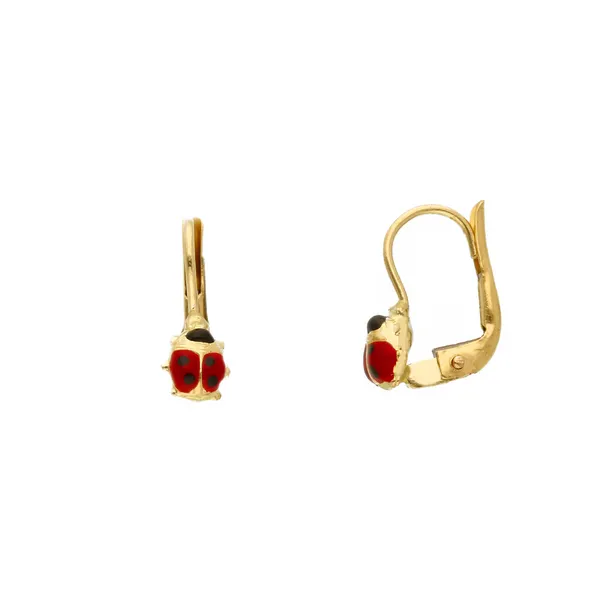 18K Yellow Gold Ladybug Lever Back Children's Earrings Arezzo Jewelers Elmwood Park, IL