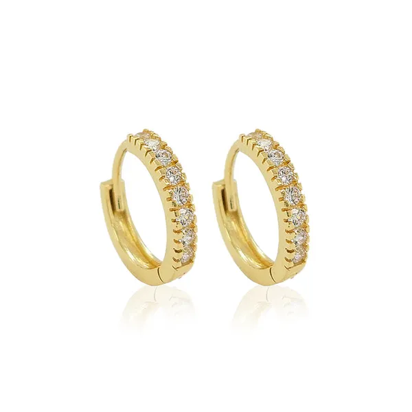 14K Yellow Gold CZ Huggie Children's Earrings Arezzo Jewelers Elmwood Park, IL