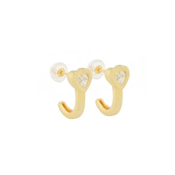 14K Yellow Gold Heart Bezel Back Wrap Children's Earrings Arezzo Jewelers Elmwood Park, IL