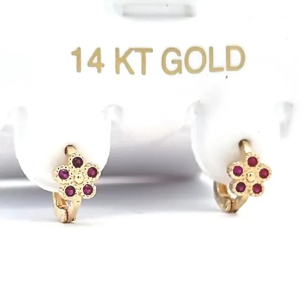 14K Yellow Gold Children's Petite Flower Huggie Earrings Arezzo Jewelers Elmwood Park, IL