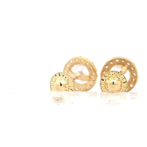 18K Yellow Gold Children's 7.3mm CZ Halo Earrings Image 3 Arezzo Jewelers Elmwood Park, IL