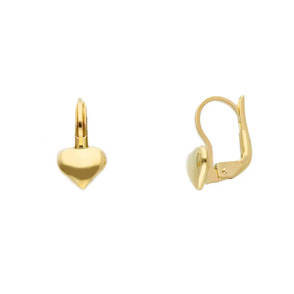 18K Yellow Gold Puffed Heart Lever Back Children's Earrings Arezzo Jewelers Elmwood Park, IL