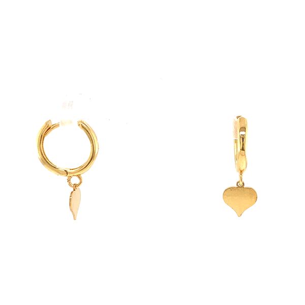 14k Yellow Gold Heart Huggie Earrings Image 2 Arezzo Jewelers Elmwood Park, IL