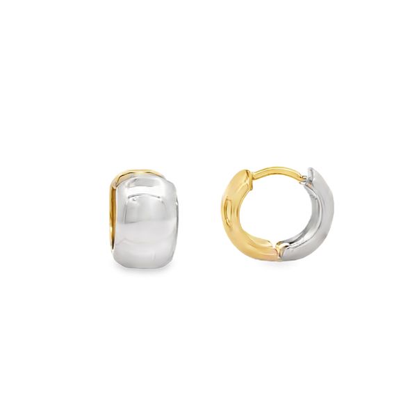 14k Two Tone Gold Reversible Small Huggie Earrings Arezzo Jewelers Elmwood Park, IL