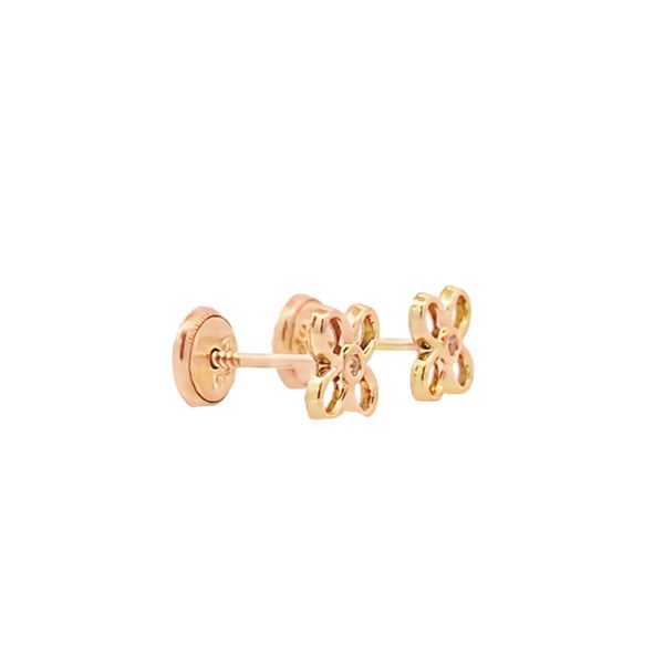 14k Yellow Gold Flower CZ Stud Earrings Image 2 Arezzo Jewelers Elmwood Park, IL