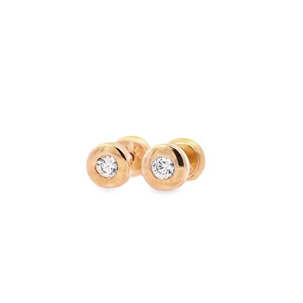 14K Yellow Gold 5mm Round Bezel CZ Stud Earrings Image 3 Arezzo Jewelers Elmwood Park, IL
