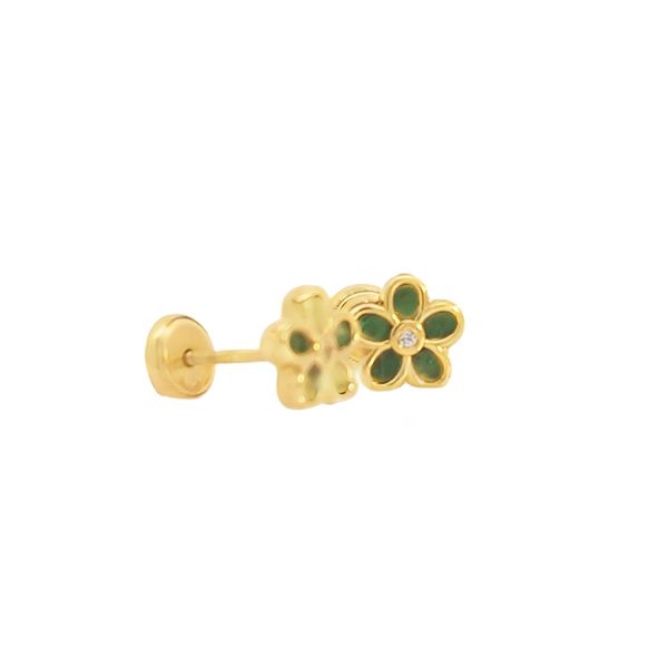 14k Yellow Gold Green Malachite Stud Earrings Image 2 Arezzo Jewelers Elmwood Park, IL