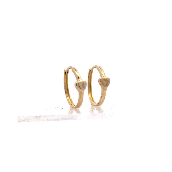 14 Karat Yellow Gold Mini Heart Huggie Children's Earrings Arezzo Jewelers Elmwood Park, IL