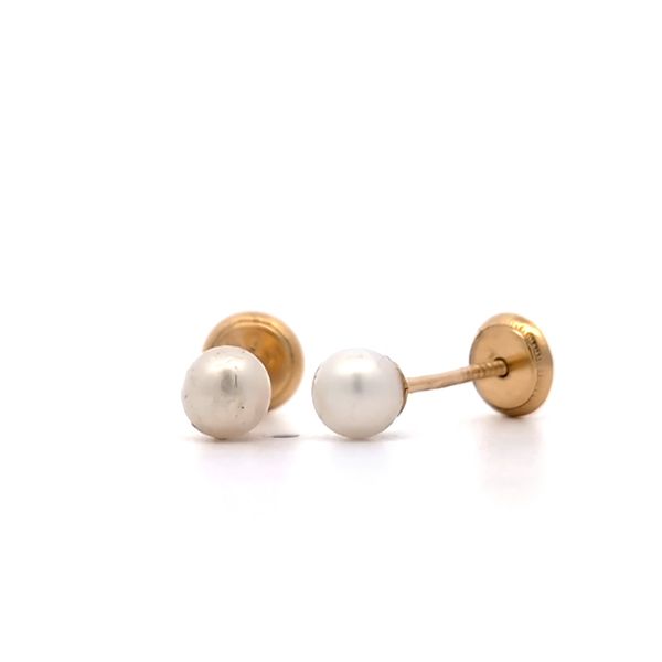 14 Karat Yellow Gold 4mm Pearl Stud Children's Earrings Arezzo Jewelers Elmwood Park, IL