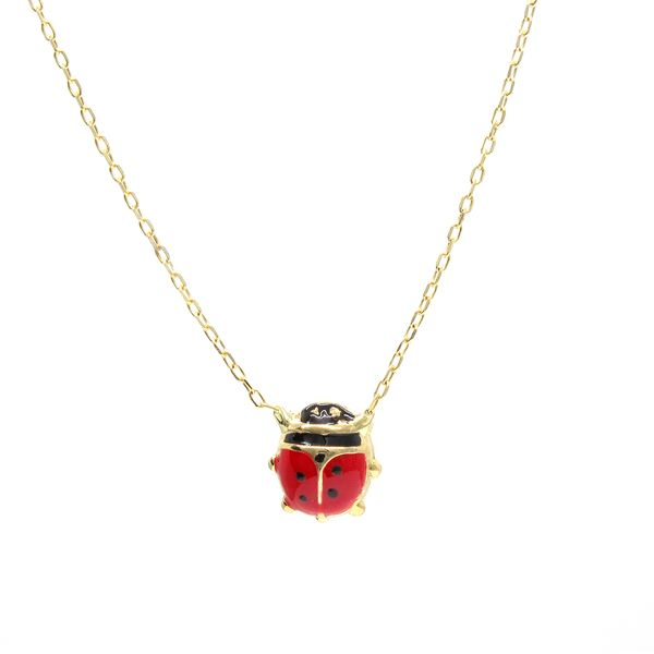 14k YG Children's Ladybug Necklace - 16