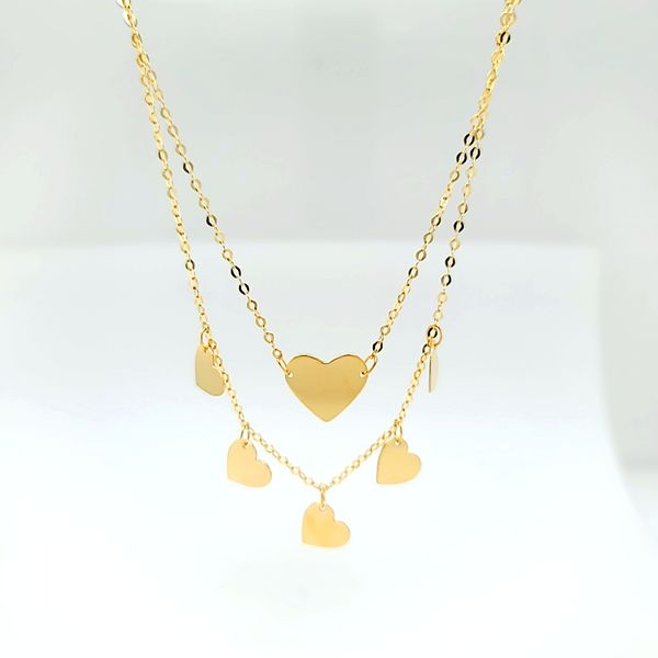 14k Yellow Gold Layered Heart Necklace Arezzo Jewelers Elmwood Park, IL
