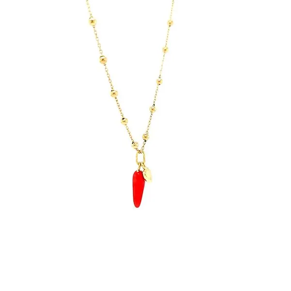 18k Yellow Gold Italian Horn And Heart Necklace. Image 3 Arezzo Jewelers Elmwood Park, IL