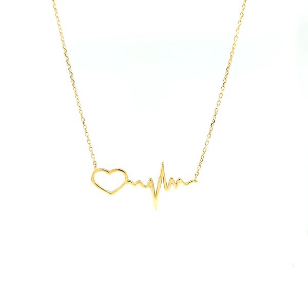 14k Yellow Gold Heartbeat Necklace. Arezzo Jewelers Elmwood Park, IL