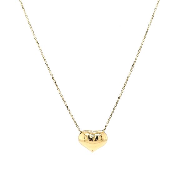 18k Yellow Gold Petite Puffed Heart Necklace. Arezzo Jewelers Elmwood Park, IL