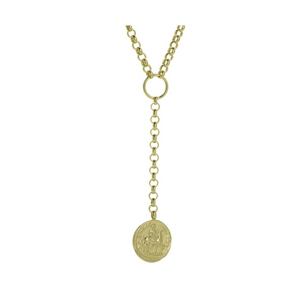 14k Yellow Gold Coin Medallion Lariat Necklace Arezzo Jewelers Elmwood Park, IL