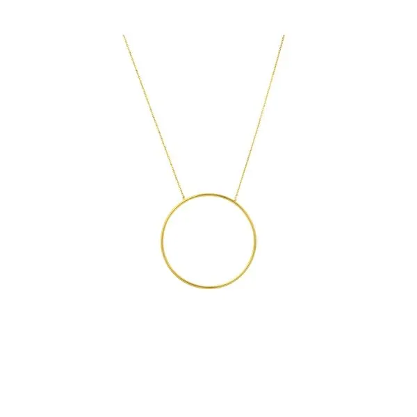 14k Yellow Gold Extra Large Thin Circle Necklace Arezzo Jewelers Elmwood Park, IL