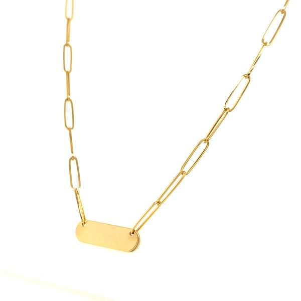 14k Yellow Gold 2.5mm Paperclip ID Necklace Image 3 Arezzo Jewelers Elmwood Park, IL