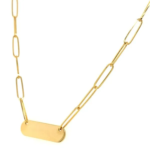 14k Yellow Gold 2.5mm Paperclip ID Necklace Arezzo Jewelers Elmwood Park, IL