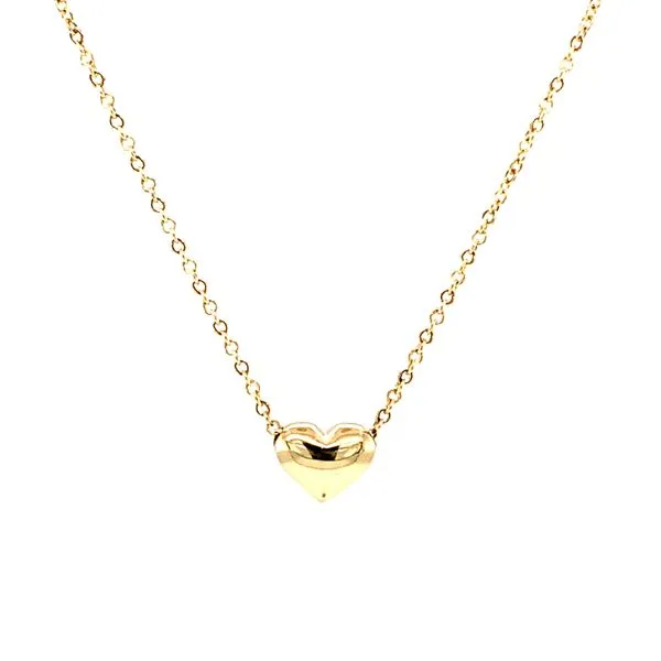 14K Yellow Gold Small Puffed Heart Necklace Arezzo Jewelers Elmwood Park, IL