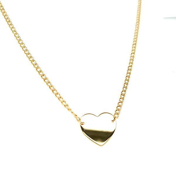 14k Yellow Gold Large Heart Necklace On Curb Link Chain Image 2 Arezzo Jewelers Elmwood Park, IL