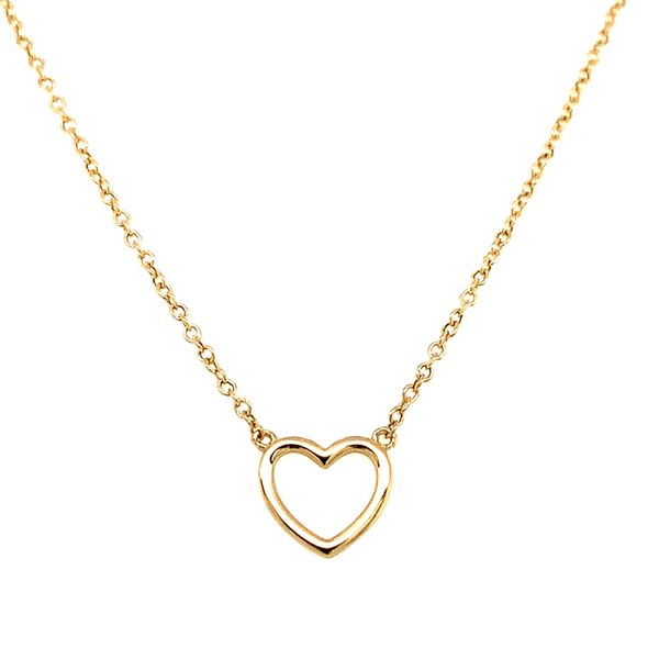 14k Yellow Gold Open Heart Necklace Image 2 Arezzo Jewelers Elmwood Park, IL