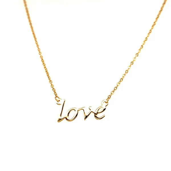 14K Yellow Gold LOVE Necklace Image 2 Arezzo Jewelers Elmwood Park, IL