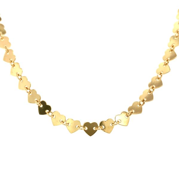 14k Yellow Gold Heart Link Choker Necklace Image 4 Arezzo Jewelers Elmwood Park, IL