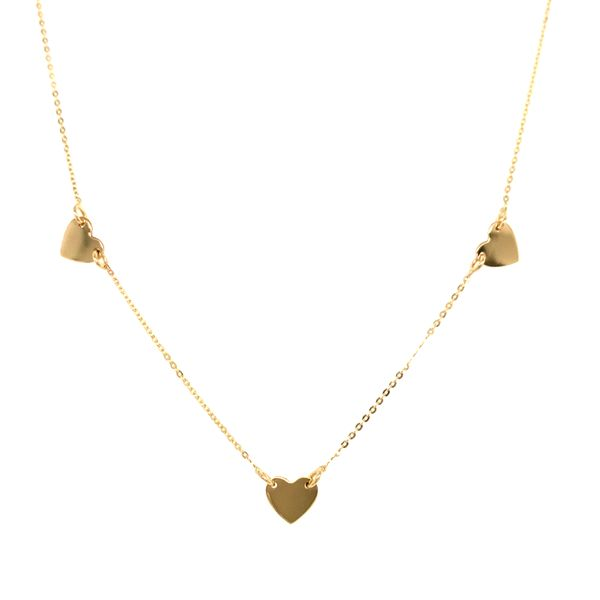 14K Yellow Gold Three Heart Necklace Arezzo Jewelers Elmwood Park, IL