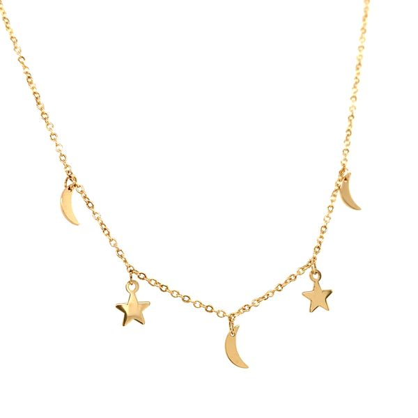14k Yellow Gold Moon And Stars Necklace Arezzo Jewelers Elmwood Park, IL