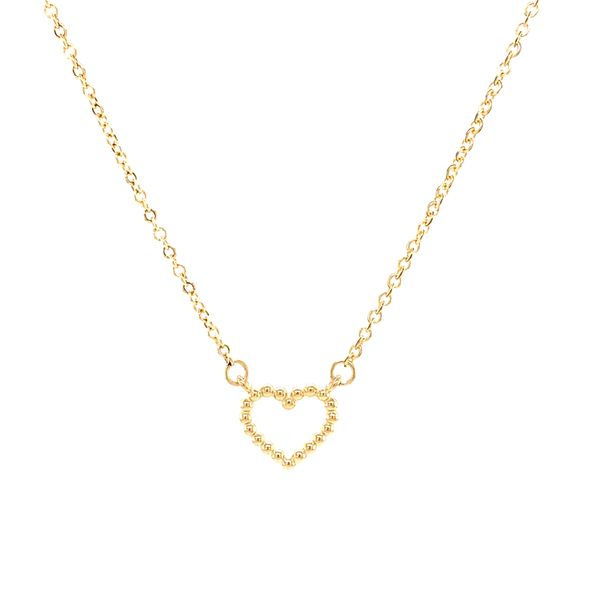 14k Yellow Gold Beaded Heart Necklace Arezzo Jewelers Elmwood Park, IL