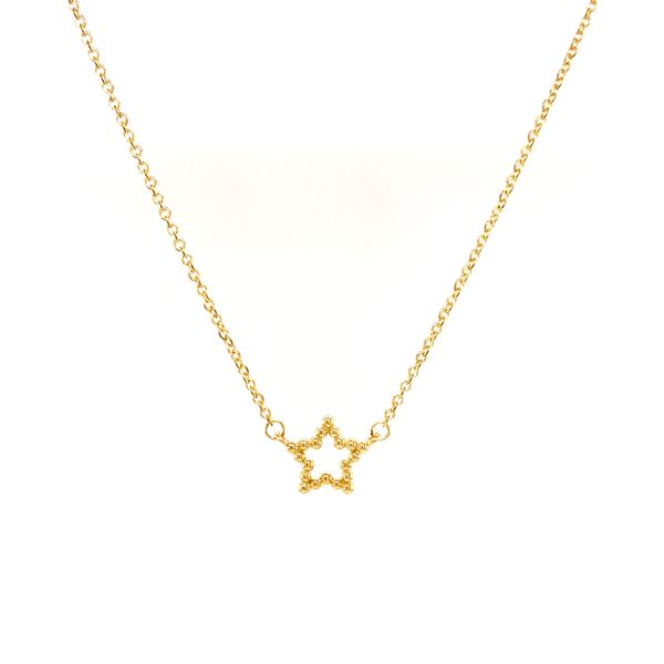 14K Yellow Gold Small Beaded Star Necklace Image 2 Arezzo Jewelers Elmwood Park, IL