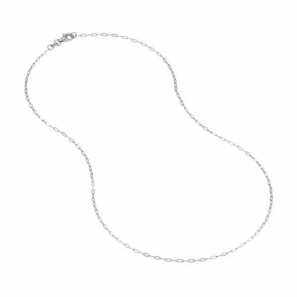 14k White Gold 1.25mm Paper Clip Chain Image 3 Arezzo Jewelers Elmwood Park, IL