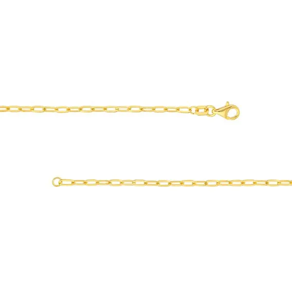 14k Yellow Gold 2.1mm Paper Clip Chain Image 4 Arezzo Jewelers Elmwood Park, IL
