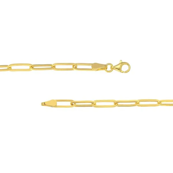 14k Yellow Gold Hollow Paper Clip Chain Image 4 Arezzo Jewelers Elmwood Park, IL