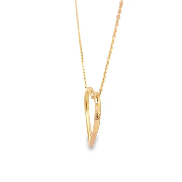14K Yellow Gold Open Heart Necklace Image 2 Arezzo Jewelers Elmwood Park, IL