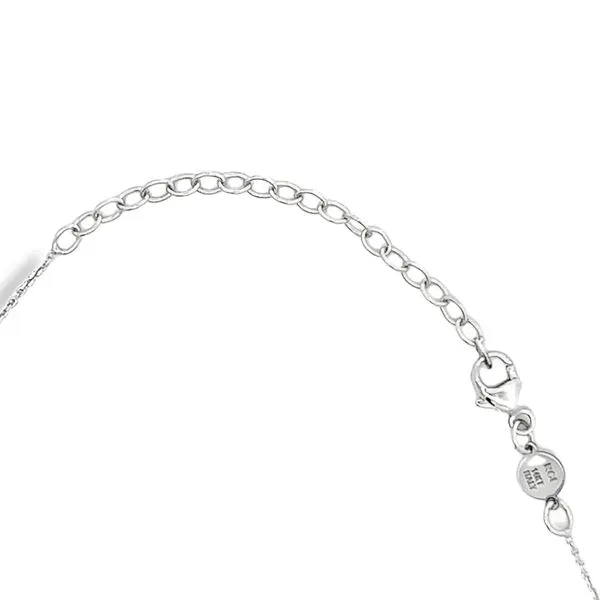 14K White Gold Rectangle Necklace with Adjustable Rolo Link Chain Image 3 Arezzo Jewelers Elmwood Park, IL