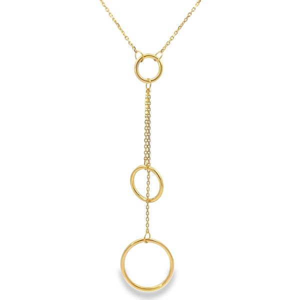 18K Yellow Gold Open Circle Lariat Necklace Image 5 Arezzo Jewelers Elmwood Park, IL