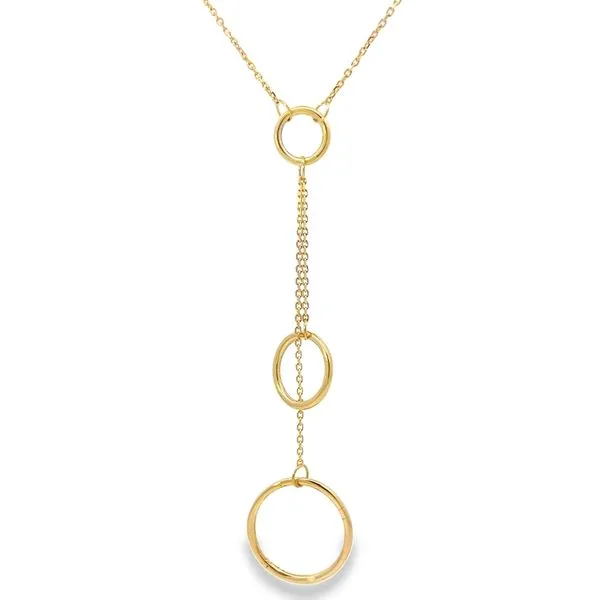 18K Yellow Gold Open Circle Lariat Necklace Arezzo Jewelers Elmwood Park, IL