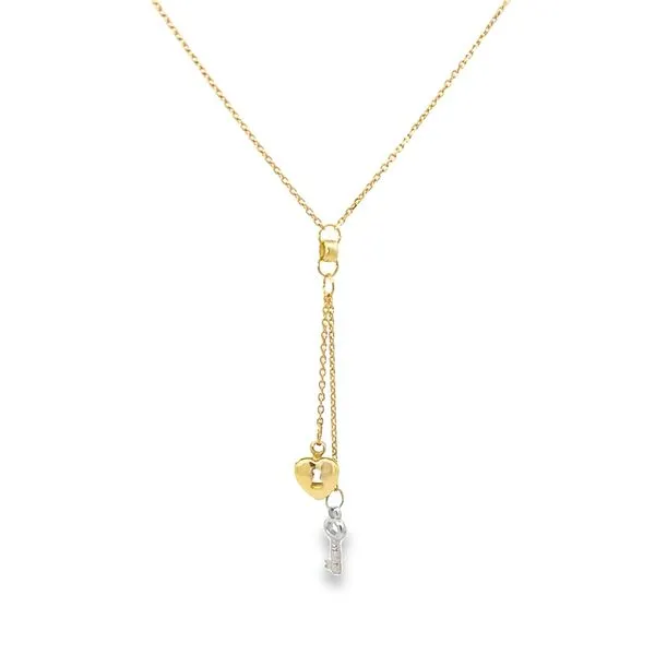 18K Gold Key to My Heart Lariat Necklace with White Gold Key Accent Arezzo Jewelers Elmwood Park, IL