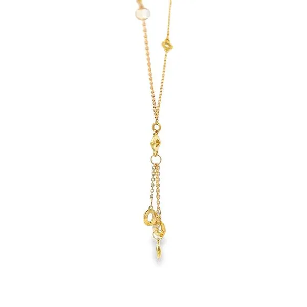 18K Yellow Gold Lariat Necklace with Circle Accents Image 5 Arezzo Jewelers Elmwood Park, IL