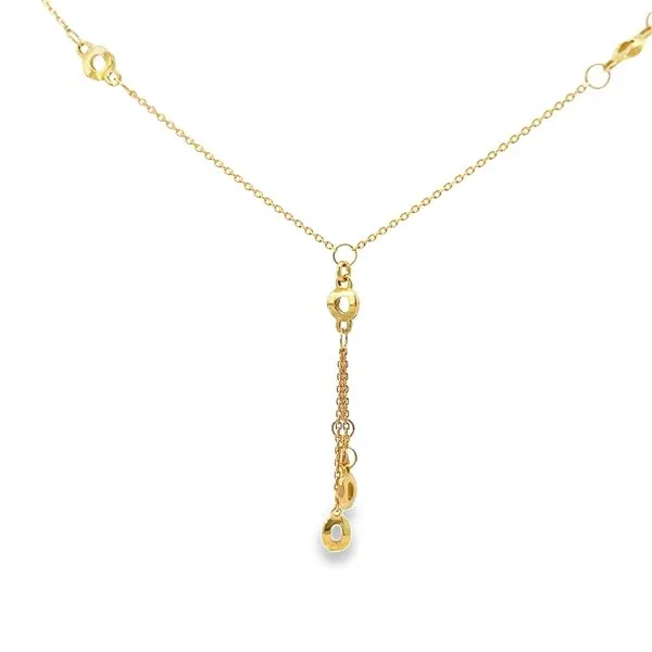18K Yellow Gold Lariat Necklace with Circle Accents Image 3 Arezzo Jewelers Elmwood Park, IL