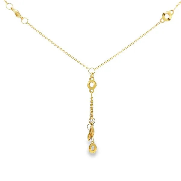 18K Yellow Gold Lariat Necklace with Circle Accents Image 2 Arezzo Jewelers Elmwood Park, IL