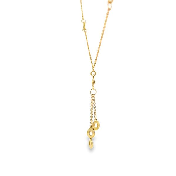 18K Yellow Gold Lariat Necklace with Circle Accents Image 4 Arezzo Jewelers Elmwood Park, IL